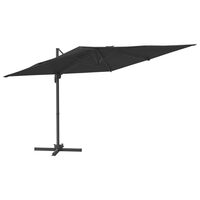 vidaXL Gembės formos skėtis su LED, juodos spalvos, 400x300cm