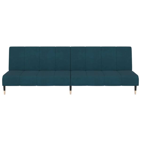 vidaXL Dvivietė sofa-lova, mėlynos spalvos, aksomas