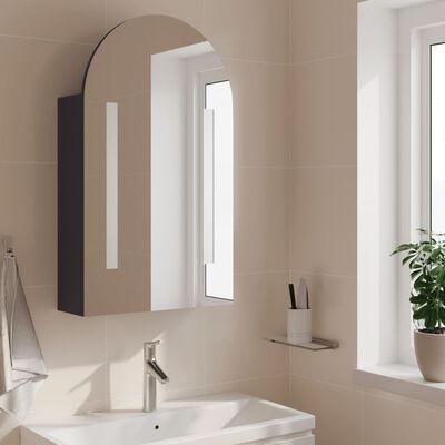vidaXL Veidrodinė vonios kambario spintelė su LED, pilka, 42x13x70cm