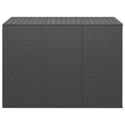 vidaXL Sodo dėžė pagalvėlėms, juoda, 145x100x103cm, PE ratanas