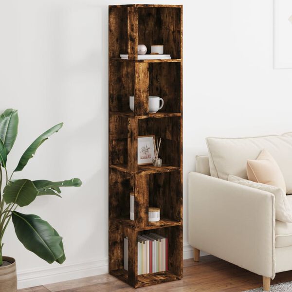 vidaXL Kampinė spintelė, dūminio ąžuolo, 33x33x164,5cm, mediena