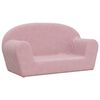 vidaXL Vaiki&scaron;ka dvivietė sofa, rožinės spalvos, mink&scaron;tas pliu&scaron;as
