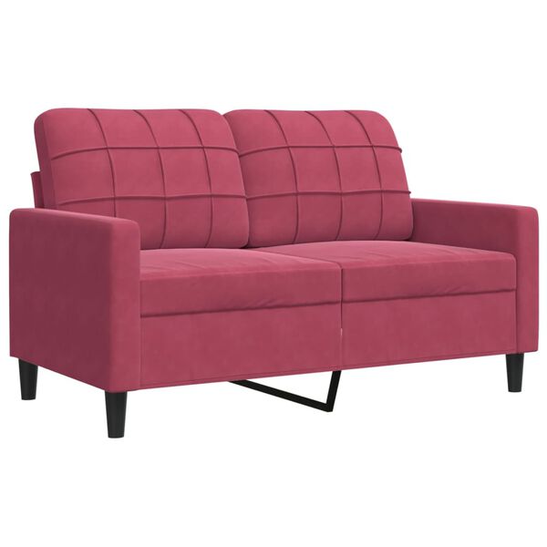 vidaXL Dvivietė sofa, raudonojo vyno spalvos, 120cm, aksomas