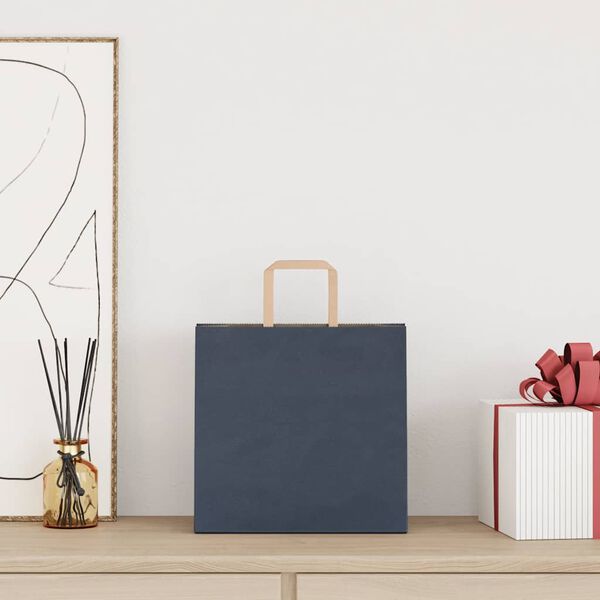 vidaXL Popieriniai mai&scaron;eliai 50vnt. su rankenomis, mėlynas, 26x17x25cm