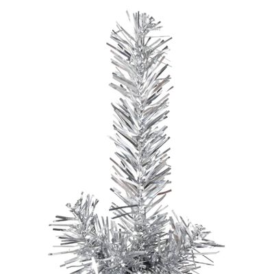 vidaXL Siaura dirbtinė pusinė Kalėdų eglutė su stovu, sidabrinė, 120cm