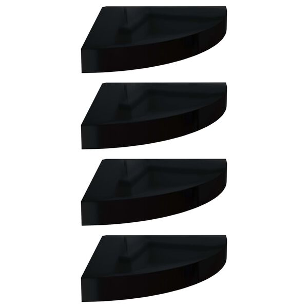 vidaXL Pakabinamos kampinės lentynos, 4vnt., juodos, 25x25x3,8cm, MDF