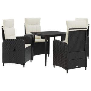 vidaXL Sofa Stalo Rinkinys 5 vnt. Juoda ir kreminė balta