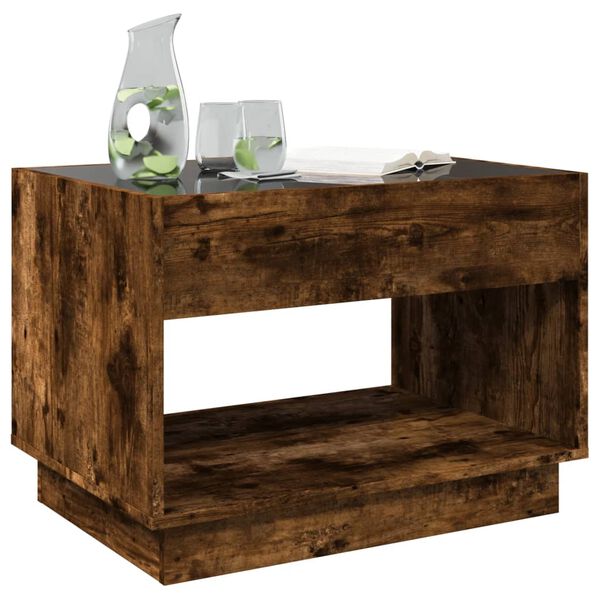 vidaXL Kavos staliukas su Infinity LED lemputėmis, dūminis, 70x50x50cm