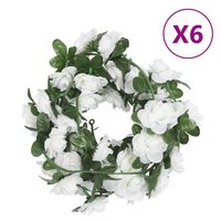 vidaXL Dirbtinių gėlių girliandos, 6vnt., baltos spalvos, 240cm