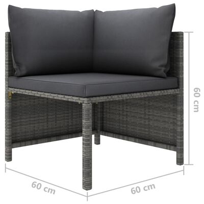 vidaXL Modulinė kampinė sofa su pagalvėlėmis, pilka, poliratanas