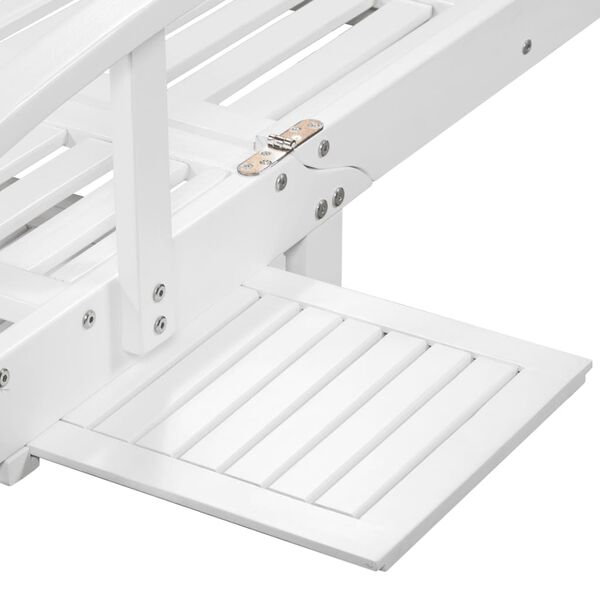 vidaXL Saulės gultas su ratais, akacijos mediena, baltas