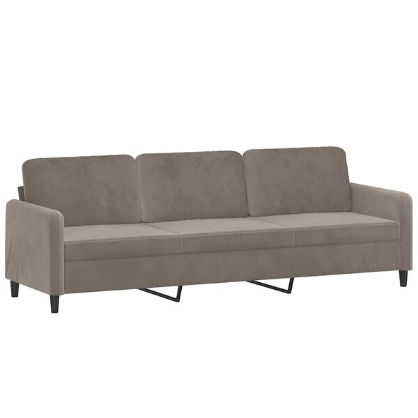 vidaXL Trivietė sofa su pagalvėmis, &scaron;viesiai pilka, 210cm, aksomas