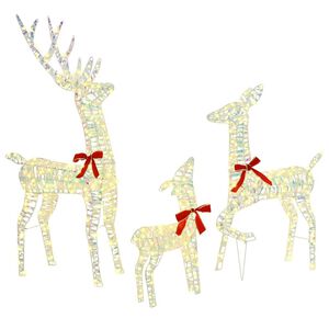 vidaXL Elnių &scaron;eima 3 vnt. 300 LED &Scaron;ilta balta 67 x 26 x 127 cm PET