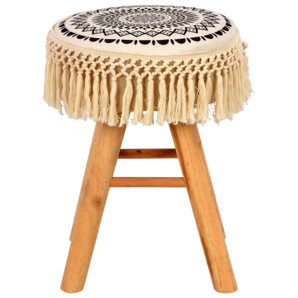 vidaXL Taburetė, baltos ir juodos spalvos, audinys