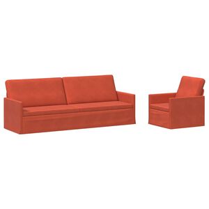 vidaXL Sofos komplektas 2 pcs Raudona oranžinė Kordūrinis audinys