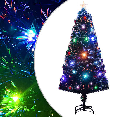 vidaXL Apšviesta Kalėdų eglutė su stovu, 120cm, optinis pluoštas