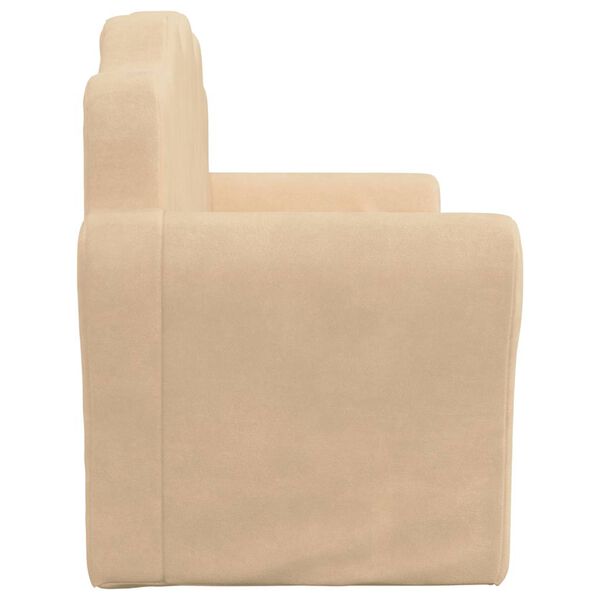 vidaXL Dvivietė vaikiška sofa, kreminės spalvos, minkštas pliušas