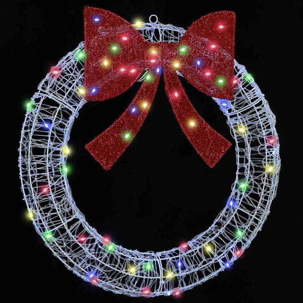 vidaXL Vainikas su 60 LED Įvairiaspalvis 76 x 8.5 x 76 cm Akrilas