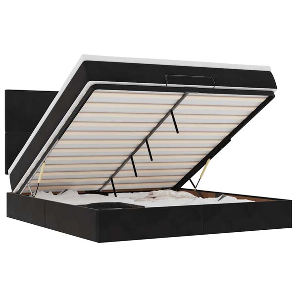 vidaXL Osmanų lovos rėmas su čiužiniais, juodas, 180x200cm, aksomas