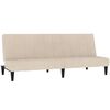 vidaXL Dvivietė sofa-lova su taburete, kreminė, mikropluo&scaron;to audinys