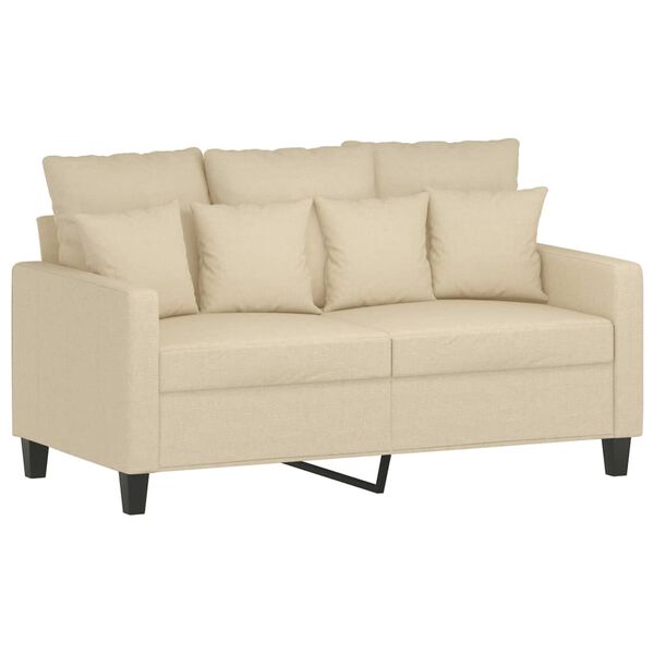 vidaXL Dvivietė sofa, kreminės spalvos, 120cm, audinys
