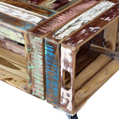 vidaXL Kavos staliukas, perdirbtos medienos masyvas, 70x70x35 cm