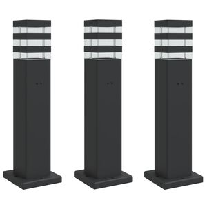 vidaXL Lauko &scaron;viestuvas su i&scaron;vedimu, 3vnt., juodi, 50cm, aliuminis