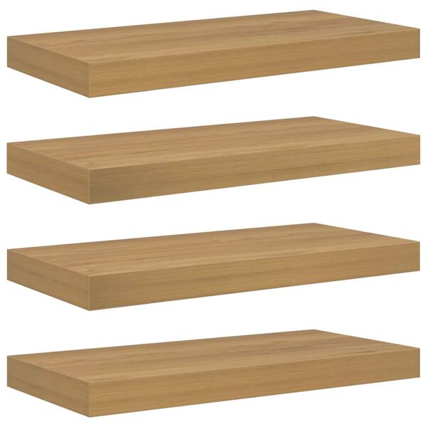 vidaXL Sieninė lentyna 4 pcs Ruda 50 x 23 x 4 cm Apdirbta mediena
