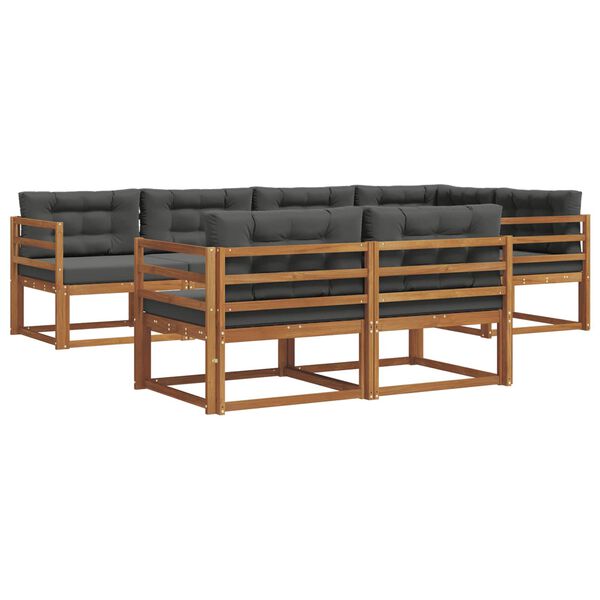vidaXL Lauko sofos komplektas su pagalve 7 pcs Natūralus ir antracitas
