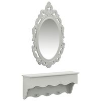 vidaXL Sieninės spintelės rinkinys su veidrodžiu ir kabliukais, pilkas