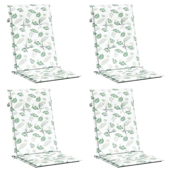 vidaXL Kėdės pagalvėlės, 4vnt., audinys, su lapais