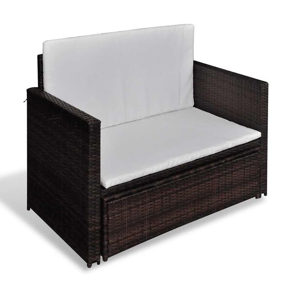 vidaXL Sodo sofa, ruda, poliratanas