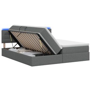vidaXL LED saugojimo lova su čiužiniu Tamsiai pilka 180 x 200 cm