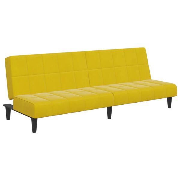 vidaXL Dvivietė sofa-lova su pakoja, geltonos spalvos, aksomas