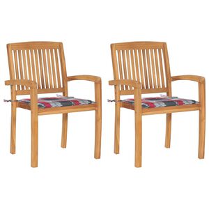 vidaXL Sodo kėdės su languotomis pagalvėlėmis, 2vnt., tikmedis