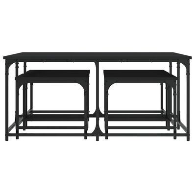 vidaXL Sustumiami kavos staliukai, 5vnt., juodi, apdirbta mediena