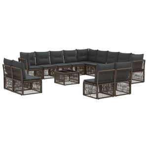 vidaXL Sodo Sofų Rinkinys 14 pcs Pilka poliratanas