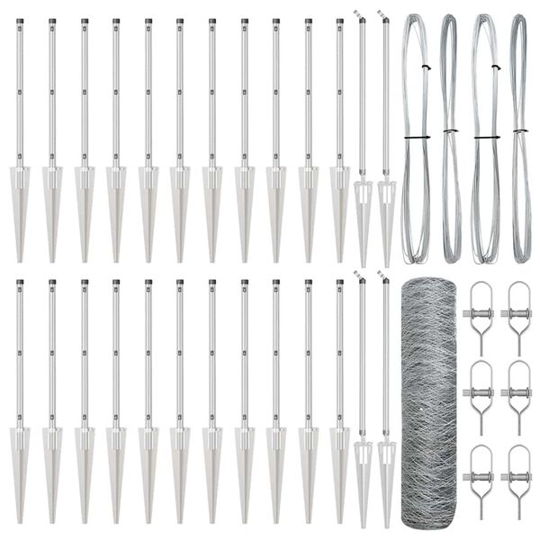 vidaXL Tvorelės stulpas Sidabro 50 x 0,6 m (36 mm tinklelis) Plienas