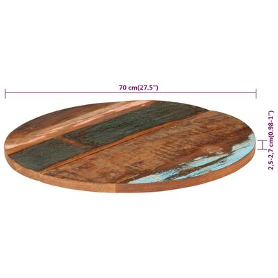 vidaXL Stalviršis, 70cm, medienos masyvas, 25-27mm, apskritas