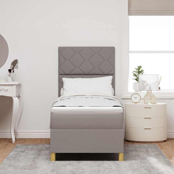 vidaXL LED Čiužinio Lova su čiužiniu Taupe 80 x 200 cm audinys