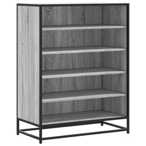 vidaXL Spintelė batams, pilka ąžuolo, 75x38x97,5cm, mediena ir metalas