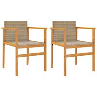 vidaXL Sodo kėdės, 2vnt., smėlio, poliratanas ir medienos masyvas