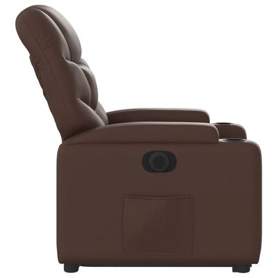 vidaXL Atsistojantis elektrinis krėslas, rudas, dirbtinė oda