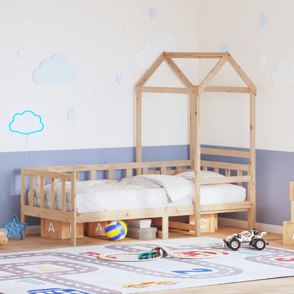 vidaXL Lova su stogeliu, 80x200cm, pušies medienos masyvas