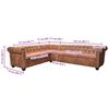 vidaXL Chesterfield kampinė &scaron;e&scaron;iavietė sofa, dirbtinė oda, ruda