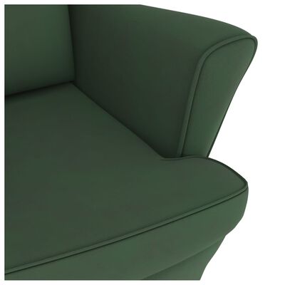 vidaXL Supamas krėslas su kaučiukmedžio kojomis, žalias, aksomas