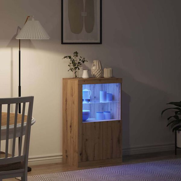 vidaXL LED Bufetas Amatininkų ąžuolas 60,5 x 37 x 100 cm