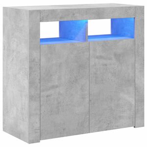 vidaXL &Scaron;oninė spintelė su LED ap&scaron;vietimu, betono pilka, 80x35x75cm