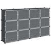 vidaXL Storage Cube Organizer su 12 kubelių ir durelėmis Black PP