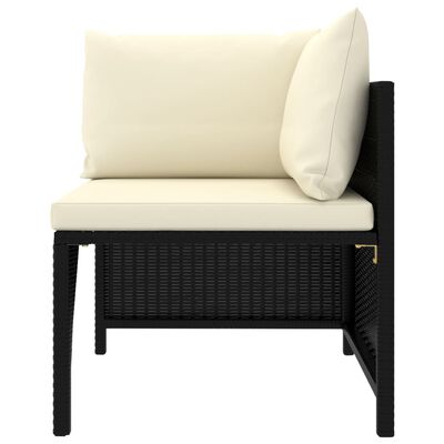 vidaXL Modulinė kampinė sofa su pagalvėlėmis, juoda, poliratanas